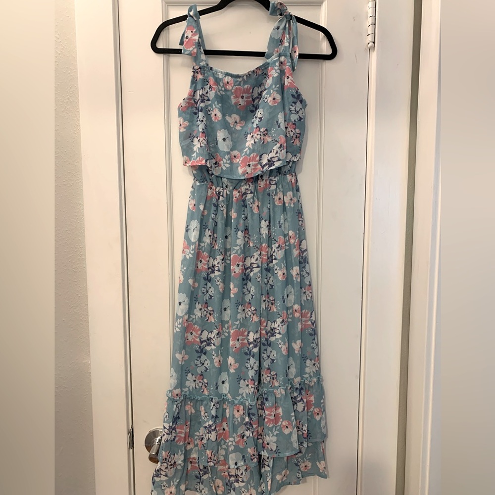 Pink Lily Blue Floral Dress